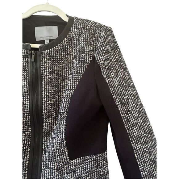 Classiques Entier Leather Trim Wool Blend Full Zip Jacket Women's Black Small - Picture 2 of 7